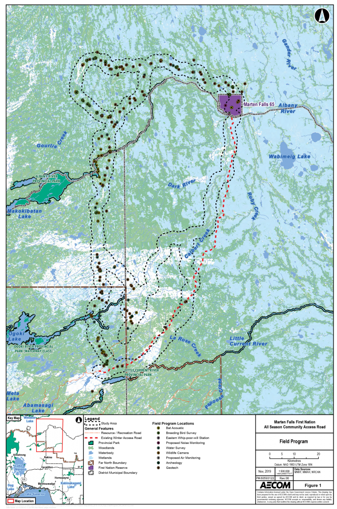 Map of Community Access Road Field Survey Locations
