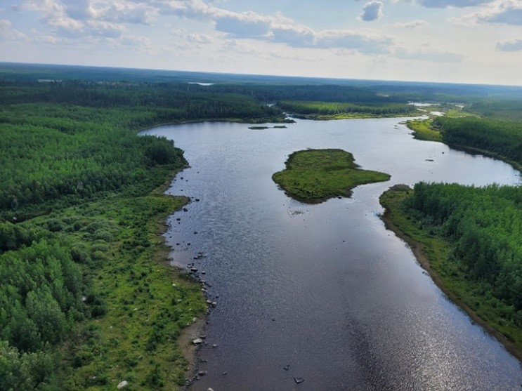 Aerial photo of the Ogoki River. Aerial photo of the Ogoki River.